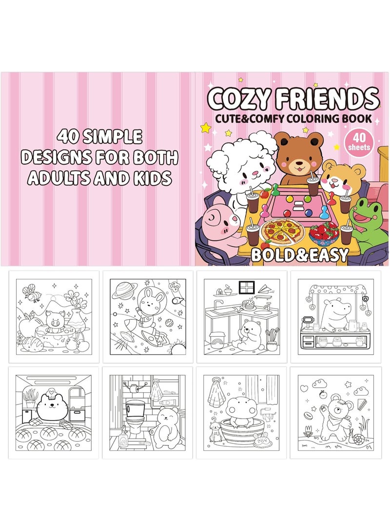 Capstro Bold & Easy Coloring Book for Kids – Cute, Simple Designs for Relaxing Creative Play | Large Illustration Art Book for Children – Cozy Friends Theme - Image 4